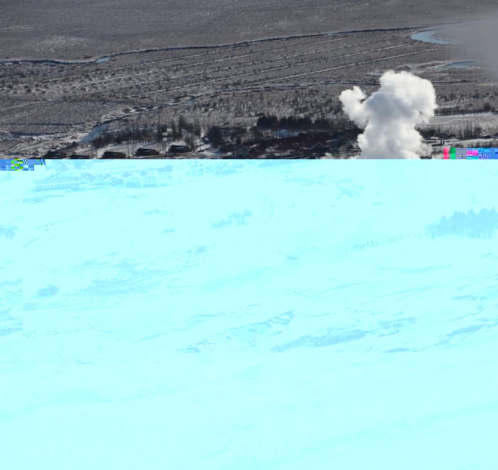 Strokkur im Winter (Luftbild)