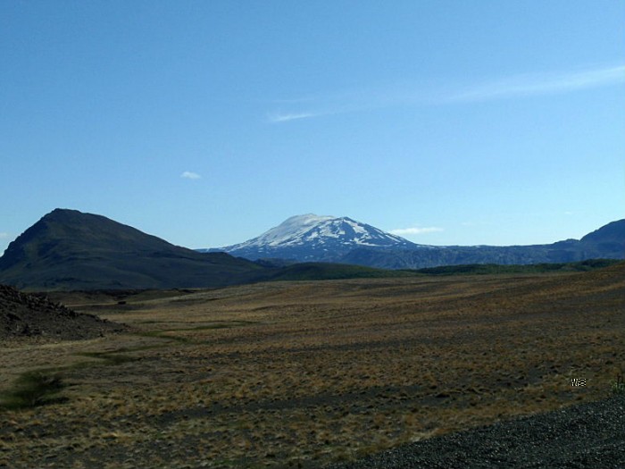 Hekla vom Haus aus gesehen