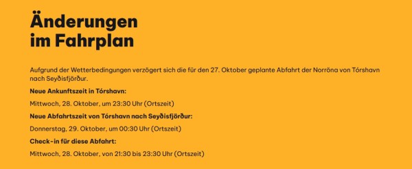 Fahrplan Änderung